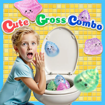 Prank Gift Glitter Funny Stress Ball Squishy Poo Squishies Toys Stretch Squeeze Fidget Novelty Toys for Kids Adults Fool Day