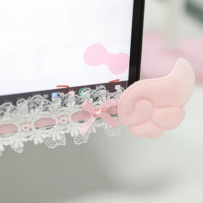 Bow Lace Cute Table Screen Decorative Computer Monitor Decorative Stickers Gaming Room Frame Display Screen Decorative Ornaments