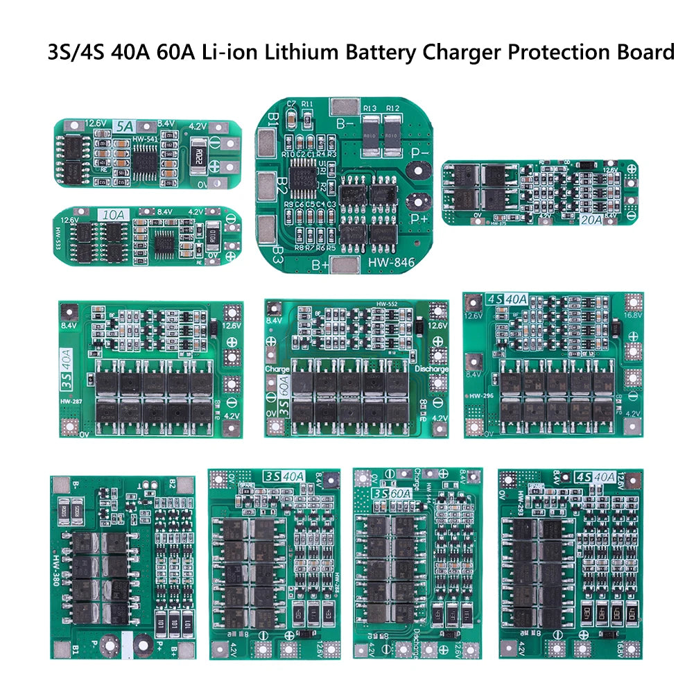 BMS 3S/4S 5A 10A 20A 25A 40A 60A Płytka zabezpieczająca ładowarkę do akumulatorów litowo-jonowych 18650 do wiertarki 12 V z funkcją wzmocnienia/balansu