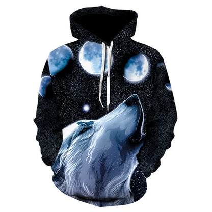 2023 Men's Oversized Hoodie 3D Wolf Animals Pattern Ferocious Warrior Fashion Sweatshirt Loose Street Funny Tracksuits Fitness