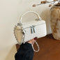 Retro Women Crossbody Bag Woven Pattern Soft PU Leather Handbag Multi Function Adjustable Chain Strap Shoulder Bag for Commute