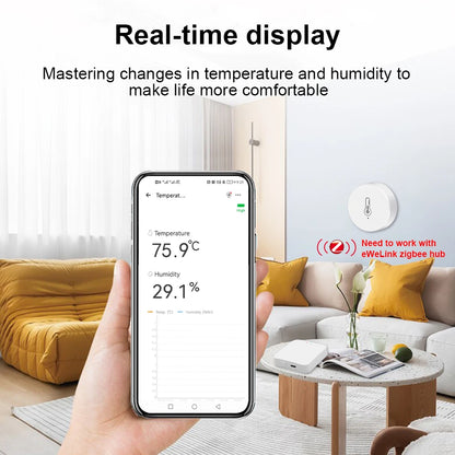 EWelink ZigBee Temperature Humidity Sensor Battery Powered Ewelink APP Control Home Environment Monitor works with Alexa/Google