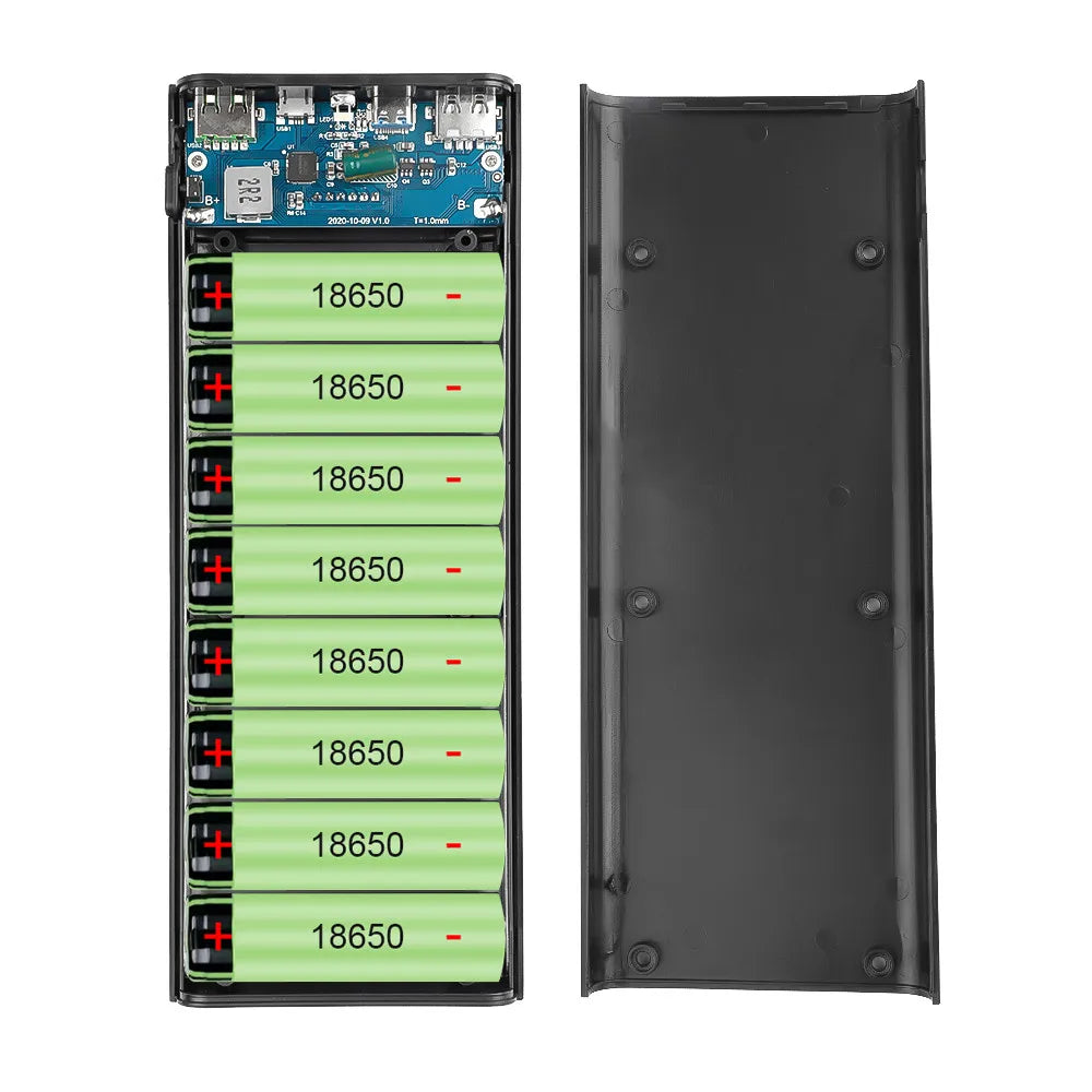 25W Battery Charge Storage Box Dual USB Micro Type C 18650 Power Bank Shell PD QC3.0 Quick Charge For Smartphone Without Battery