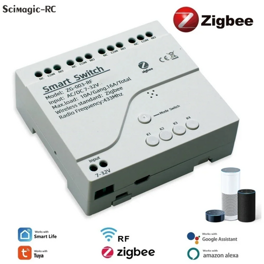 ZIGBEE Tuya eWelink Smart Home Automation Appliance Controller 1/2/4CH Switch Module for Garage Doors, Lights, Motors, Curtains