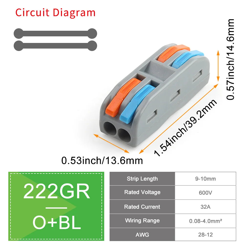 DIY GO 25PCS Universal Compact Fast BUTT Wire Connector Push-in Lever Splice Terminal Block 2/3/4/5 Pin Home LED Lighting Wiring