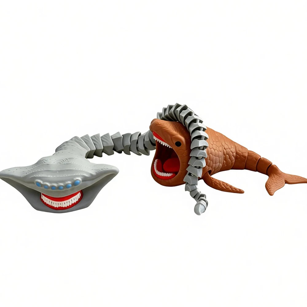 Bloop Sea Monster 3D Printed Flexible Articulated Fidget Toy – Sea Eater Deep Sea Creature Collectible Stress Relief Desk Toy