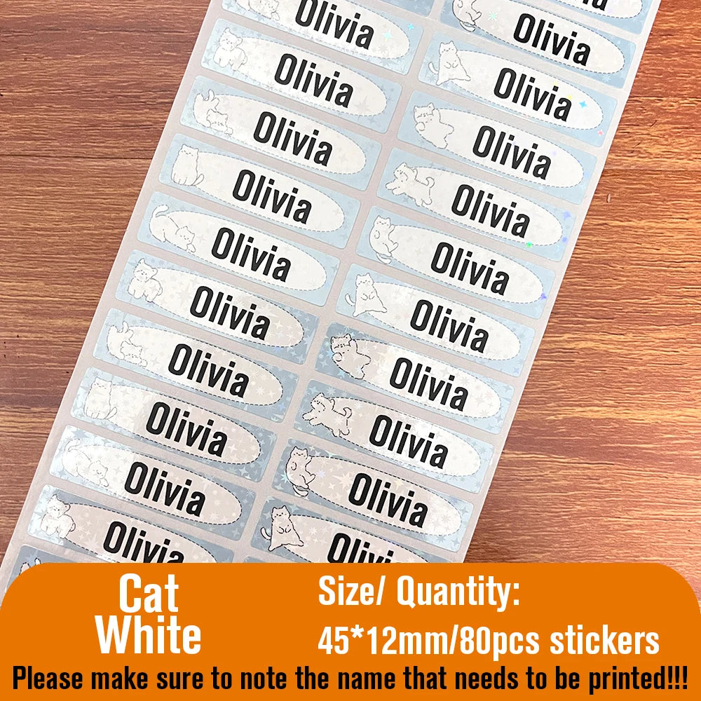 200Pcs Custom Waterproof Hebrew Name Stickers Personalized Children Hologram Label  Sticker With Students School Stationery Tag
