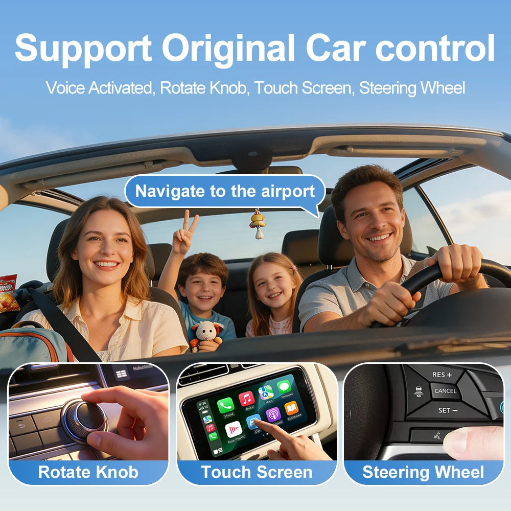 2026 Kowankit Android 15 3 in 1 Wireless CarPlay Smart AI Box Android Auto Adapter Plug Play Car TV Box Support YouTube Netflix
