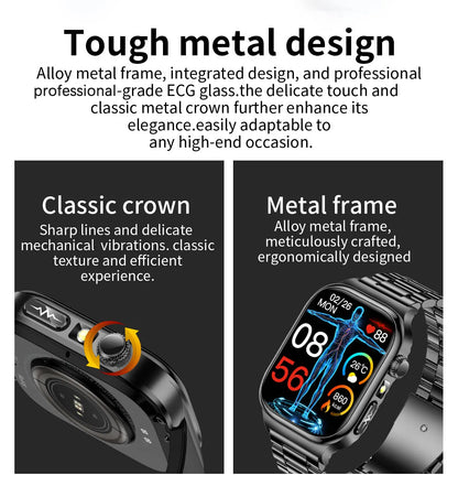 New Blood Lipids Uric Acid Blood pressure Smart Watch Men ECG+PPG Fitness Tracker Clock Heart Rate Bluetooth call Smart watches