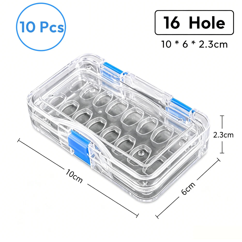 Dental Veneer Membrane Box with Film Transparent Denture Storage Box with 6/16 Hole for Small Crown Dentistry Materials Tools