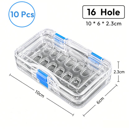 Dental Veneer Membrane Box with Film Transparent Denture Storage Box with 6/16 Hole for Small Crown Dentistry Materials Tools