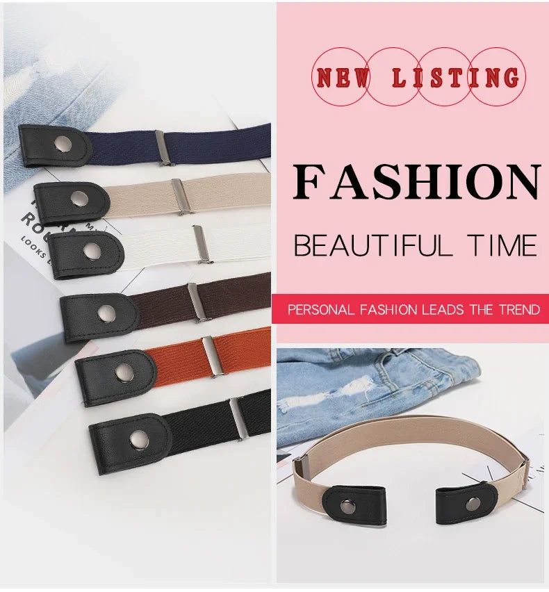 1pc Buckle-Free Belt For Jean Pants,Dresses,No Buckle Stretch Elastic Waist Belt For Women/Men,No Bulge,No Hassle Waist Belt