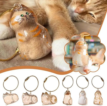 Cat Shaped Pet Hair Keepsake Keychain Charm Resin Dog Shaped Memorial Pendant Handmade DIY Pet Souvenir Keychain for Pet Lovers
