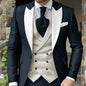 Pink Men's Elegant Peak Lapel Tuxedo 3-Piece Suit with Blazer Vest And Pants Set for Formal Business Prom Grooming