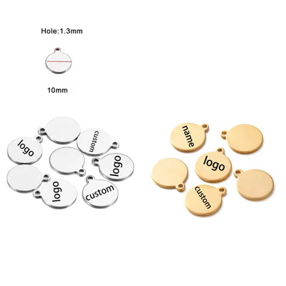 100pcs Customized Laser Engrave  LOGO Stainless Steel Personalized Tags Metal tag Engraved steel charms jewelry labels engraved