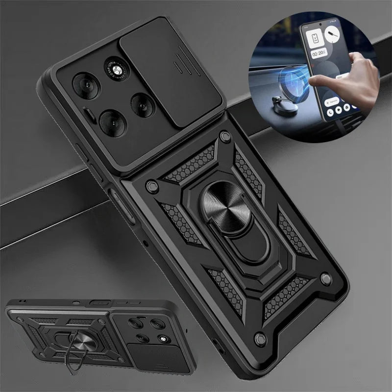 Armor Case For Motorola Moto G56 G86 5G G15 G35 G55 G75 G85 G04 G24 G54 G84 E14 E15 Lens Protect Cover Ring Stand Holder Fundas