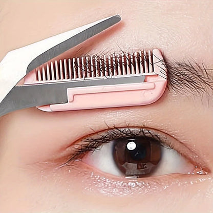 Eyebrow Trimming Scissors Professional Built-in Comb Stainless Steel Non-Slip Brow Shaper Hair Removal Beauty Tool for Men Women