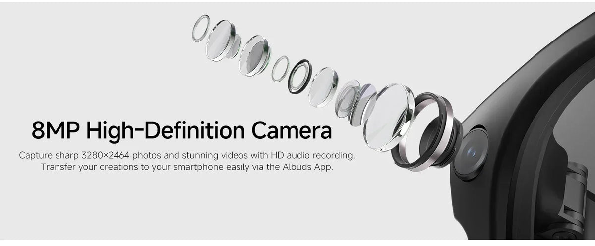 2026 New AI Smart Glasses 8MP HD Camera AI Translator Surround Sound Audio Smart Assistant 2000mAh Charging Case Smart Eyewear