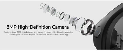2026 New AI Smart Glasses 8MP HD Camera AI Translator Surround Sound Audio Smart Assistant 2000mAh Charging Case Smart Eyewear
