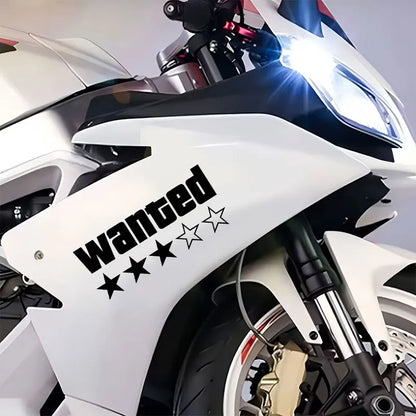 Wanted Star Vinyl Decal - Waterproof Motorcycle Car Scooter Sticker for Fuel Tank Side Panel DIY Decoration