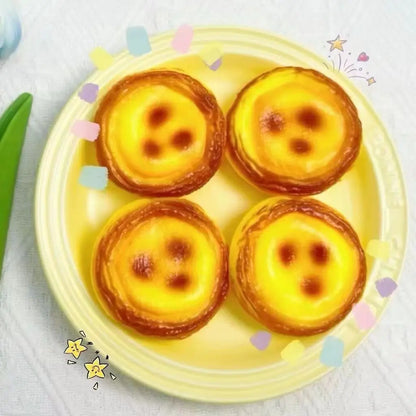 Bouncing Egg Tart Fluid Pressure-Relief Food Simulation Toy, Stress-Relieving, Squeezable, Creative and Fun gift for friends