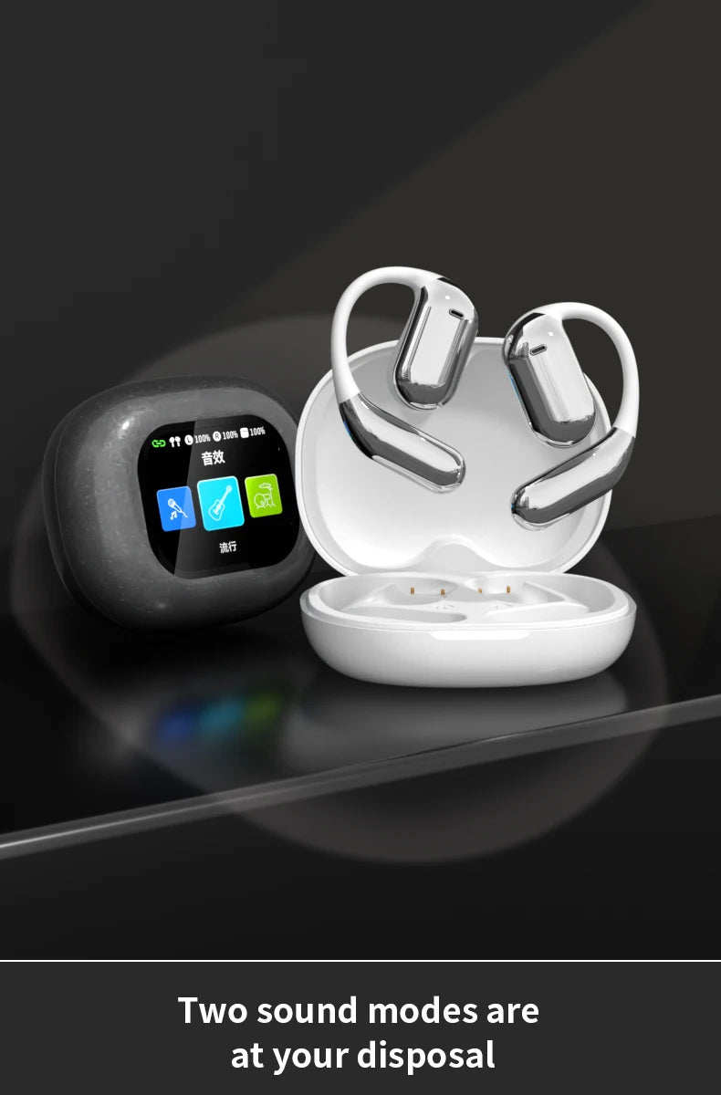 AI Translating Earbuds Real-time 144 Languages Translation Earphone Touch LCD Screen OWS Open Ear Wireless Headphone HiFi Stereo