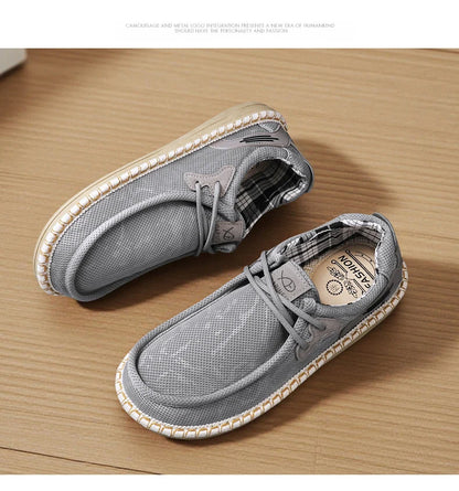 2026 Summer New Men Slip-on Breathable Mesh Shoes, Lazy Casual Hemp Sole Low-top Loafers, Lightweight Anti-slip Fisherman Shoes