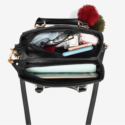 Trendy Leather Handbags Women Girls Shoulder Bag Large Capacity Open Pocket Messenger Bag High Quality Shopping Bag