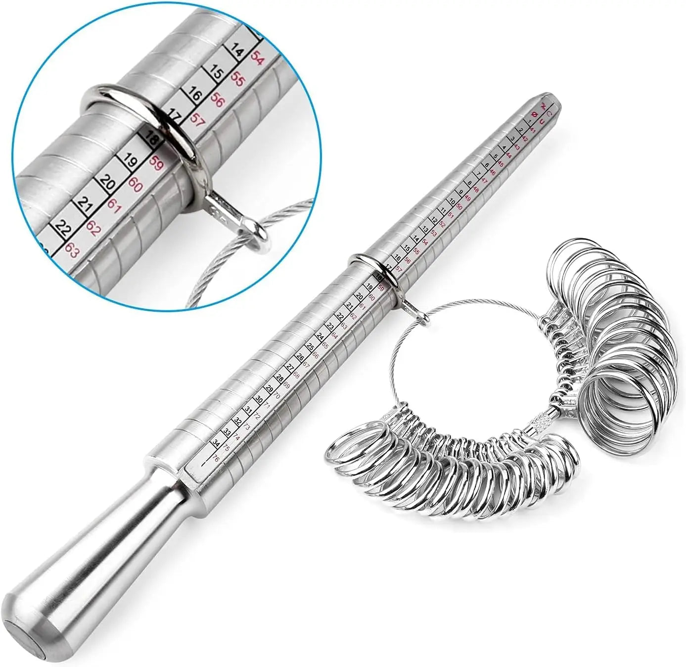 4 Scale Ring Sizer Gauge US/EU/HK/JP Aluminum Alloy Finger Measuring Tool for Jewelry Making Men and Women