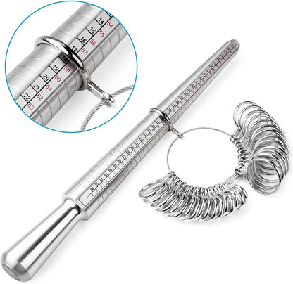 4 Scale Ring Sizer Gauge US/EU/HK/JP Aluminum Alloy Finger Measuring Tool for Jewelry Making Men and Women