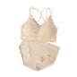1Set Casual Lace Women Seamless Bra Set V-Neck Breathable Underwear Set Comfortable with Bra Pads Lingerie Set