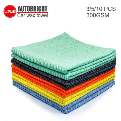 AUTOBRIGHT 40x40 cm Microfiber Cleaning Cloth 3/5/10 Pieces Pack 300gsm Soft Lint Free Super Absorbent Multi Functional Towel