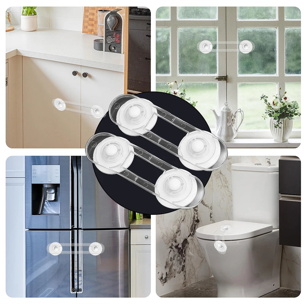 5pcs Baby Transparent Safety Locks Anti-opening Cabinet Open Glass Cabinet Safety Lock Anti-clip Hand Door Lock Fixing Clips