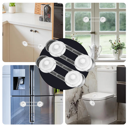 5pcs Baby Transparent Safety Locks Anti-opening Cabinet Open Glass Cabinet Safety Lock Anti-clip Hand Door Lock Fixing Clips