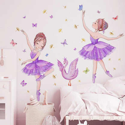 Ballet Girl Vinyl Child Wall Stickers For Baby Kids Room Decoration Adhesive Wallpaper Bedroom Accessories Room Decor Wall Art