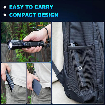 Aluminum Alloy Rechargeable Flashlight High Power Waterproof  Torch Light Zoomable with Storage Box Handheld Flash Lights