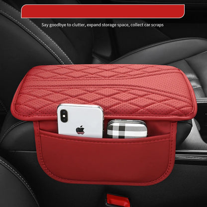 Multi-Functional Leather Car Armrest Storage Bag Auto Center Console Riser Protective Pad Car Organizer Accessory