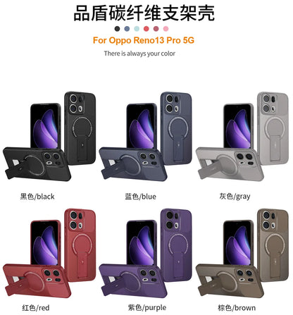 Shockproof Bracket Armor Magnetic Holder Case For OPPO Reno 13 13F Reno13 Pro Reno13F 5G Magsafe Wireless Charge Cover