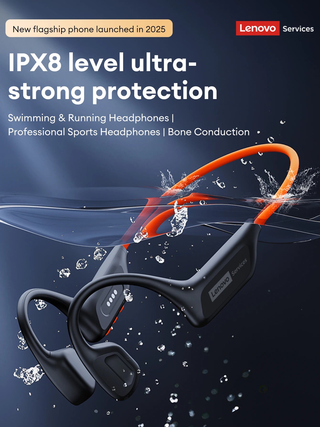 Lenovo S106 True Bone Conduction Wireless Earphones Bluetooth 6.0 IPX8 Swimming Headphones Waterproof Sports Cycling Headset New