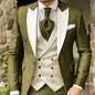 Pink Men's Elegant Peak Lapel Tuxedo 3-Piece Suit with Blazer Vest And Pants Set for Formal Business Prom Grooming