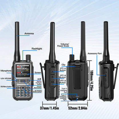 4PACK BAOFENG UV-5R MINI Walkie Talkie Bluetooth Programming Ham Two Way Radio Handheld Long Range Type-C Dual PTT Multi Band