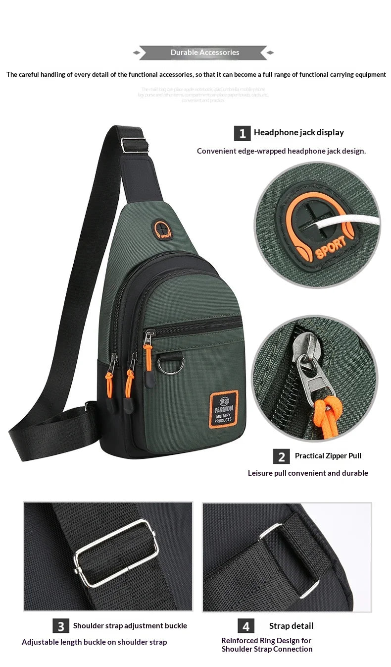 Chest Bags Men's Backpack Multiple Pockets Shoulder Crossbody Bag Large Capacity Outdoor Sports Hiking Bag Carteira Masculino
