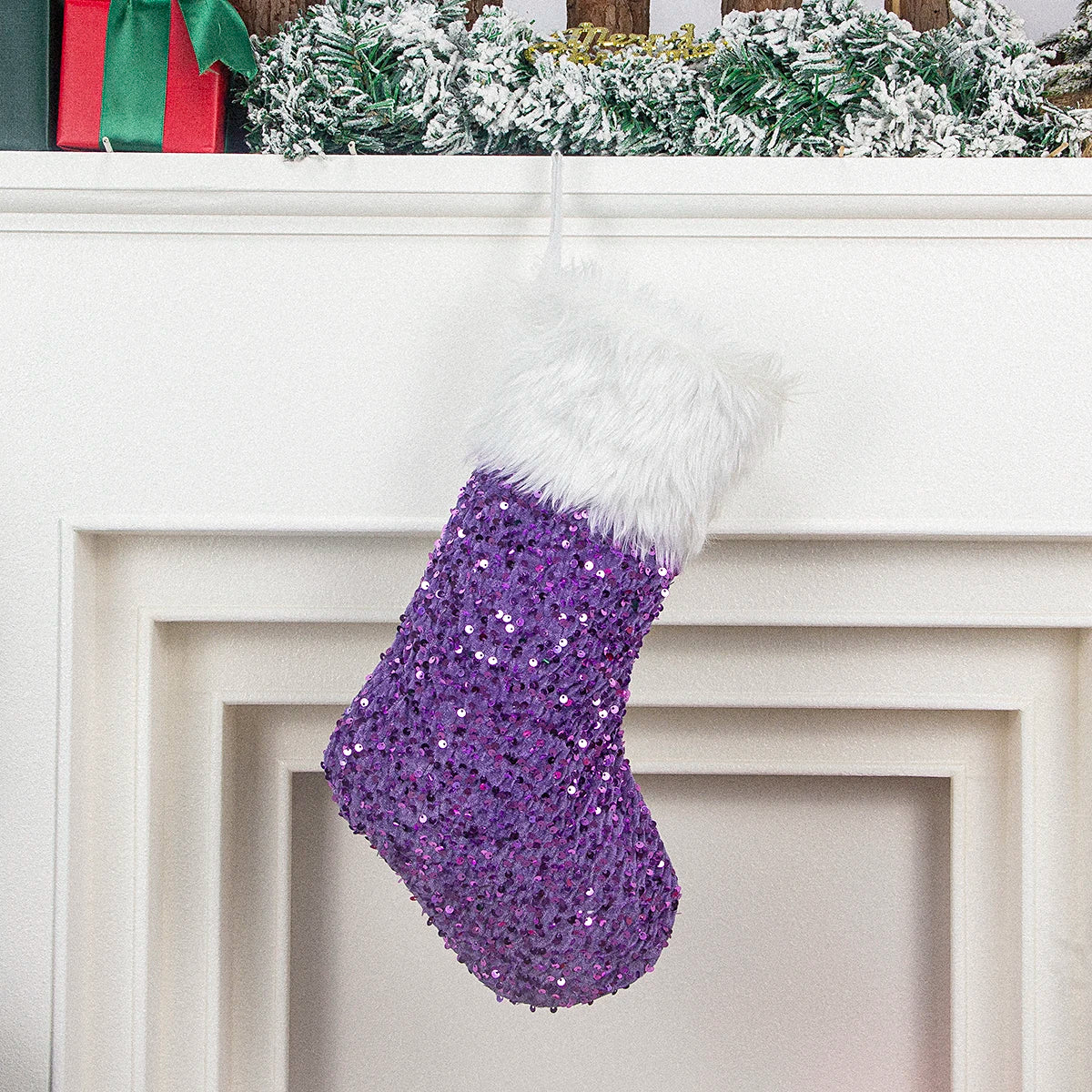 Christmas stocking festival decorations sequins 26-letter Christmas tree ornaments gift bag socks hotel party supplies
