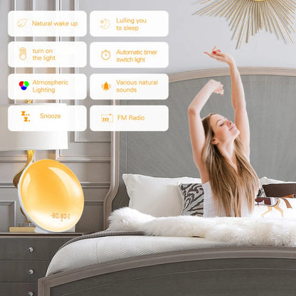 Wake Up Light Alarm Clock with Sunrise/Sunset Simulation Dual Alarms FM Radio Nightlight 7 Colors Natural Sounds Snooze