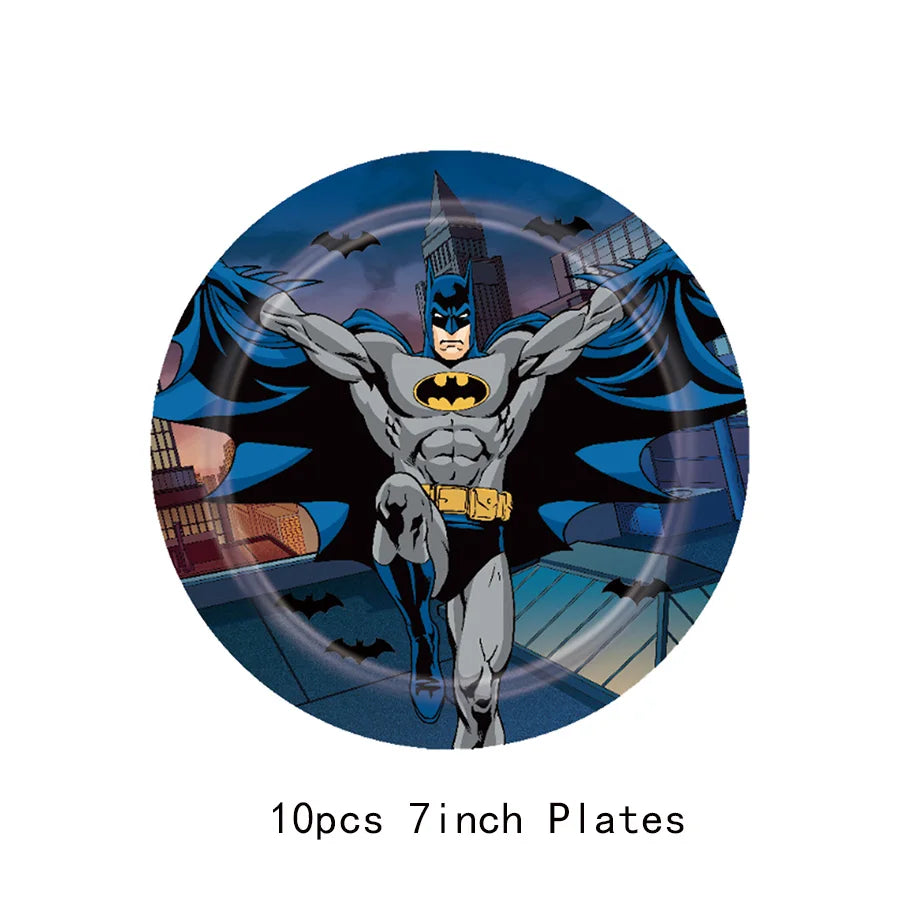 Batman Birthday Party Decoration Disposable Tableware Tablecloth Plate Napkin Balloon Cake Topper Baby Shower Party Favors