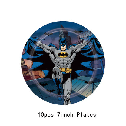 Batman Birthday Party Decoration Disposable Tableware Tablecloth Plate Napkin Balloon Cake Topper Baby Shower Party Favors