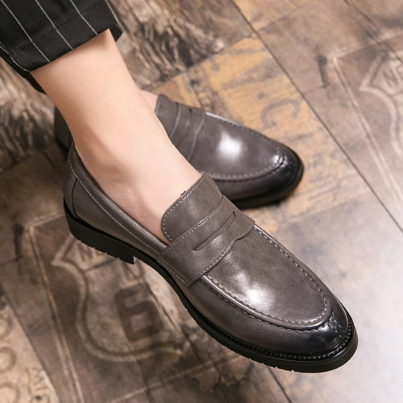 Trend Men's Dress Shoes Classic Leather Loafers Male Slip On Casual Business Shoes For Men Brogues Flat Office Social Shoes Male