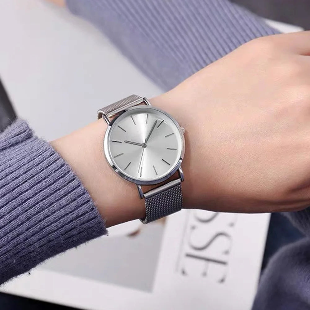 Luxury Women Watches New Stylish Silver Minimalist Business Ladies Alloy Casual Bracelet Montre Femme Female Watch