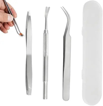 1Set Portable Tick Removal Tweezers Professional Painless Tick Remover Tool for Dogs Cats Pets Human Tick Extractor Accessories