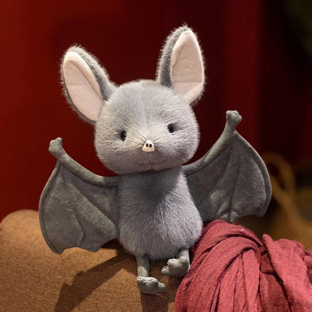 Cute Grey Bat Plush Toy Soft Stuffed Animal Doll Kawaii Bat Pillow Halloween Gift Decoration For Kids Girls Boys